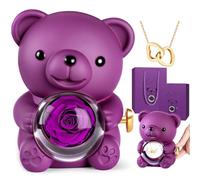 Aloskart Ours Rose Eternelle avec Bijoux Cachée, Ourson Rose Eternelle avec Boîte à Bijoux Cachée et Collier en Forme de Cœur,Cadeau Saint Valentin pour Femme, Cadeau Anniversaire Femme,Cadeau Noel