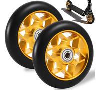 Aloskart Roue Trottinette Freestyle 110mm, 2 Pcs, Doré, ABEC-9, Alu, PU | Stunt Trotinette 110 mm avec ABEC-9 Roulements, Rebond Elevéavec 60% à 70% PU, Dureté 83A à 88A, pour Trottinette Classique