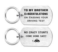 Alotozo Cadeau de réussite du test de conduite pour frère - Porte-clés Drive Safe Brother pour adolescent garçon conducteur - Premier souvenir de voiture de la part d'un frère ou de la famille