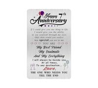 Alotozo Seven 7 Year Anniversary Sweet Gifts for him, Husband Men - Happy 7th Wedding Anniversary Gravé Wallet Card Inserts for Boyfriend Her Wife Women