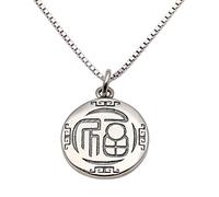 ALOV Bijoux Chinois Fu Personnage Chinois Chinois Mot Chanceux Chance Paix Amour Bonheur Plaisir Joie Perle Pendentif Collier Argent Sterling 925, Argent sterling