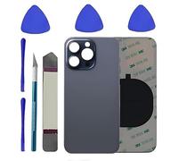 Alovexiong Verre arrière de rechange pour iPhone 15 Pro avec outils de | Vitre arrière de rechange pour iPhone 15 Pro avec film adhésif pré-monté et kit de réparation (bleu)