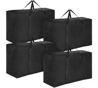 Alowor Lot de 4 Sacs de Rangement Extra-Larges 210L Très Solides, Grand Sac Boîte de Stockage en Matériau Oxford 600D pour Déménagement Vêtements, Couettes, Linge, Literie avec Fermetures Éclair