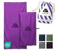 ALP & ACT Serviette Microfibre Lot de 2 - Microfibre 100% Recyclée - Super LÉGÈRE & Séchage Rapide - 150x70 cm + 100x50 cm - Camping Accessoires : Serviette Voyage & Bain, Drap de Plage - Rose