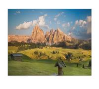 Alp de Siusi avec Le Groupe du Langkofel au Coucher de Soleil, Tyrol du Sud, Italie，Puzzle Personnalisé 1000 Pièces Papier Puzzle Adultes Adolescents Enfants Puzzle Jouets（38x26cm）-V51