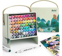 Alp Marqueur Avec 80 Couleurs,Marqueurs Graffiti À Double Pointe Avec Boîte De Transport Pour Dessins,Dessins,Croquis,Architecture,Anime,Calligraphie Et Illustration