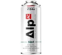AlpAC 5-en-1 Recharge Climatisation Voiture R134a - Gaz Substitut avec Lubrifiant Compresseur, Anti-Fuite et Traceur UV - Kit Complet Entretien Clim Auto - Solution Économique DIY