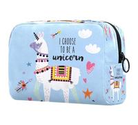 Alpaca I Choose to Be a Unicorn Trousse à cosmétiques pour femme, trousse de toilette de voyage, grande trousse de maquillage pratique avec fermeture éclair, multicolore, 18.5x7.5x13cm/7.3x3x5.1in,