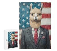 Alpaca in Suit with American Flag-1 Puzzle 1000 Pièces Educa Jouet en Bois Cadeau Unique Décoration Intérieure Jeu Éducatif Challenge Toy Adultes Et Enfants À Partir De 14 Ans 1000 PCS