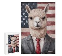 Alpaca in Suit with American Flag-2 Puzzle 1000 Pièces Educa Jouet en Bois Cadeau Unique Décoration Intérieure Jeu Éducatif Challenge Toy Adultes Et Enfants À Partir De 14 Ans 1000 PCS