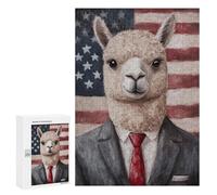 Alpaca in Suit with American Flag-2 Puzzle 1000 Pièces Educa Jouet en Bois Cadeau Unique Décoration Intérieure Jeu Éducatif Challenge Toy Adultes Et Enfants À Partir De 14 Ans 300 PCS