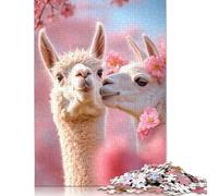 Alpaca Love in Bloom Puzzles 1000 Pieces Cadeau Unique Jeu Éducatif Challenge Toy À De Qualité Supérieure Peinture Art pour Adultes Enfants 1000pcs (40x28cm)