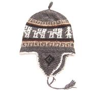 Alpacaandmore Original péruvien Chullo Muetze en laine d'alpaga rustique tricoté à la main Gris, gris, taille unique