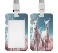 Alpacas Together - Porte-badge transparent avec lanière amovible - Pochette verticale en plastique rigide pour sécuriser les cartes d'identité de travail, cartes de crédit pour bureau, usine