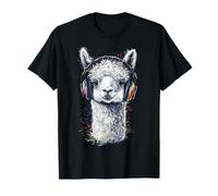 Alpaga Animal Motif Musique Casque Illustration Alpaga T-Shirt