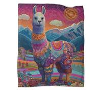 Alpaga, Art Populaire Painting Style with Swirls of Colors Couverture en Velours Imprimée 3D Douce Et Confortable pour Adolescent Et Adultes Adaptée Au Lit Et Au Canapé 50x60inch(127x152cm)