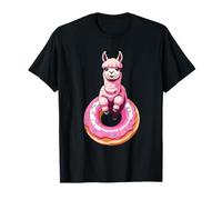 Alpaga Assis sur Un Donut T-Shirt