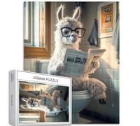 Alpaga avec lunettes puzzle 1000 pièces pour adultes pour lire le journal sur les toilettes, puzzle d'art, puzzle coloré, puzzle DIY pour la décoration de la maison, cadeaux, puzzles familiaux