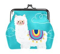 Alpaga Bleu Llama Femmes PU Cuir Porte-Monnaie Filles Mini Boucle Porte-Monnaie Pochette