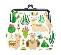 Alpaga Cactus Llama Portefeuilles en Cuir PU pour Femmes Mini Boucle Porte-Monnaie pour Filles