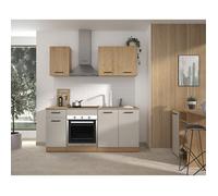 ALPAGA - Cuisine complète - Chêne silva / Grège - 180 x 60/31 x 211 cm - Avec meuble four et plan de travail - GAMI