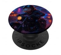 Alpaga Cyberpunk Rider Moto Biker Synthwave PopSockets PopGrip Adhésif