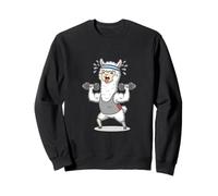 Alpaga d'entraînement drôle soulevant des Poids Dessin animé Sweatshirt