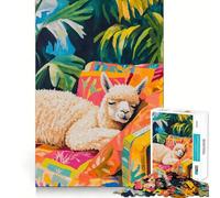 Alpaga endormi dans Un Paradis Tropical Puzzle de 1000 pièces pour Adolescents Jeu de logique Léger et Relaxant Découpe précise Cadeau Classique 38x26cm