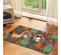 Alpaga in The Forest Tapis d'alimentation pour animaux domestiques en cuir absorbant 40 x 60 cm Tapis antidérapant pour gamelle à eau et chat Séchage rapide