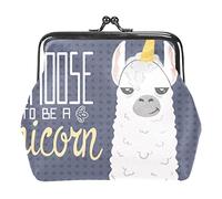 Alpaga Je Choisis d'être Une Licorne Portefeuilles en Cuir PU pour Femmes Filles Mini Boucle Porte-Monnaie Pochette