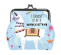 Alpaga Je Choisis d'être Une Licorne Portefeuilles en Cuir PU pour Femmes Filles Mini Boucle Porte-Monnaie Pochette