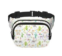 Alpaga Lama Cactus Flag Mountain Print Sac banane élégant et pratique, réglable, parfait pour les voyages et les activités de plein air, Noir , Taille unique
