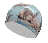 Alpaga on The Grass Bonnet de bain pour adulte, tissu élastique, bonnet de bain confortable pour cheveux longs et courts