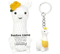 Alpaga Positive Peluche Poupées, Alpaga Porte Clé, Mini Motivantes Tricotée, Anniversaire Cadeau Rigolo pour Une Amie Famille Collègue Couple Femme Homme