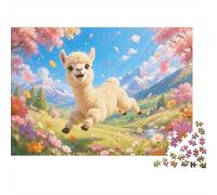 Alpaga Prairie Fleurs 1000pcs Mini Puzzle pour Famille Cadeau | 70x50cm Carton Décor Salon Structure Durable Cadeau D'anniversaire Soulagement De L'anxiété