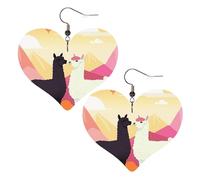 Alpagas in Love in The Mountains - Boucles d'oreilles en cuir pour femme - Boucles d'oreilles pendantes légères - Bijoux mignons - Cadeau idéal, One Size, Pas de pierre précieuse