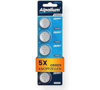 Alpalium CR2025 Lot de 5 piles bouton 3 V haute performance pour télécommandes, porte-clés, processeurs, appareils portables et médicaux, CR 2025 de qualité supérieure et longue durée de vie