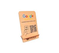 Alpanet Stand en Bois, NFC & QR Présentoir écran Panneau chevalet pour Google (Bambou) Tap2Star.COM (14,8x9cm, Google FR)