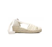 ALPARGATUS Espadrilles valenciennes à crochet avec cale moyenne et fermeture à sangles (fabriquées à la main en Espagne) Priego, Crochet écru, 39 EU