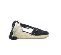 ALPARGATUS Espadrilles valenciennes à crochet avec cale moyenne et fermeture à sangles (fabriquées à la main en Espagne) Priego, Crochet noir, 39 EU