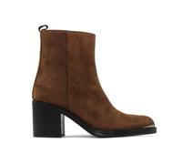 ALPE Bottines à talon large, daim, cuir, fermeture éclair, demi-tige, classique, Chelsea, bout arrondi pour femme, marron, 39 EU