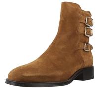 ALPE Bottines avec talon large et bas, pointe fine, daim, cuir, boucles décoratives, bottines de cheville, fermeture éclair, pour femme, Cuir, 37 EU
