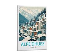 Alpe D'Huez France - Affiches de voyage vintage - Impression sur toile pour salon, chambre à coucher, dortoir, maison, bureau - Décoration murale (50 x 75 cm)