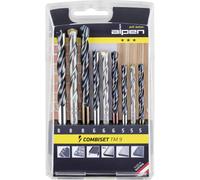 Alpen 0000802102100 TM 9 9 pièces Assortiment de forets et d'embouts métal, Pierre, Béton, bois, Brique 5 mm, 6 mm, 8 mm