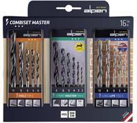 Alpen 0000811003100 Combiset Master 16 pièces Foret universel métal, Pierre, Béton, bois, Brique 2 mm, 3 mm, 4 mm, 5 mm, 6 mm