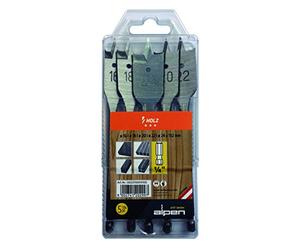 Alpen 23700015100 Mèche à Bois Plate, Gris, 16/18/20/22/24 mm, Set de 5 Pièces