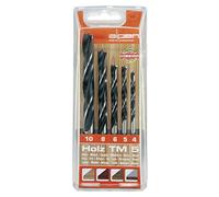 Alpen 600112100 CV/Foret hélicoïdal TM 5, Gris, 4-5-6-8-10 mm, Set de 5 Pièces