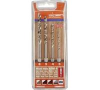 Alpen 603002100 Jeu de forets pour le bois 4 pièces 3 mm, 4 mm, 5 mm, 6 mm 1/4 (6,3 mm) 1 set G