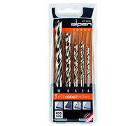 Alpen 63300005100 Profi Holz Machines Foret hélicoïdal HSS-Co5 PCTM, Gris, Set de 5 Pièces