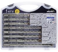 Alpen 80704100100 carbure de tungstène Jeu de forets pour marteau-perforateur 8 pièces 5 mm, 6 mm, 6 mm, 8 mm, 8 mm, 8 mm, 10 mm, 12 mm SDS-Plus 1 set